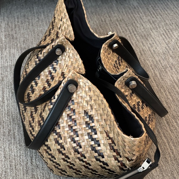 All Saints Woven Tan and Black Tote - Picture 8 of 8